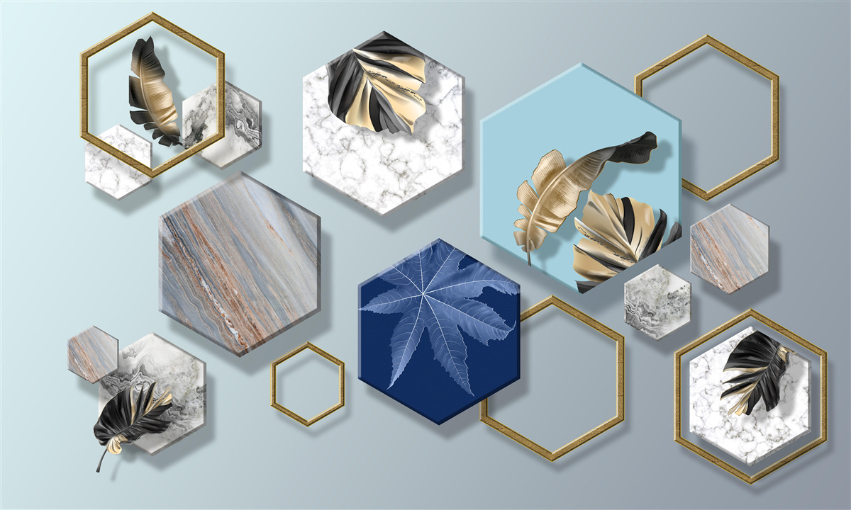 Fototapet hexagoane cu conținuturi diferite