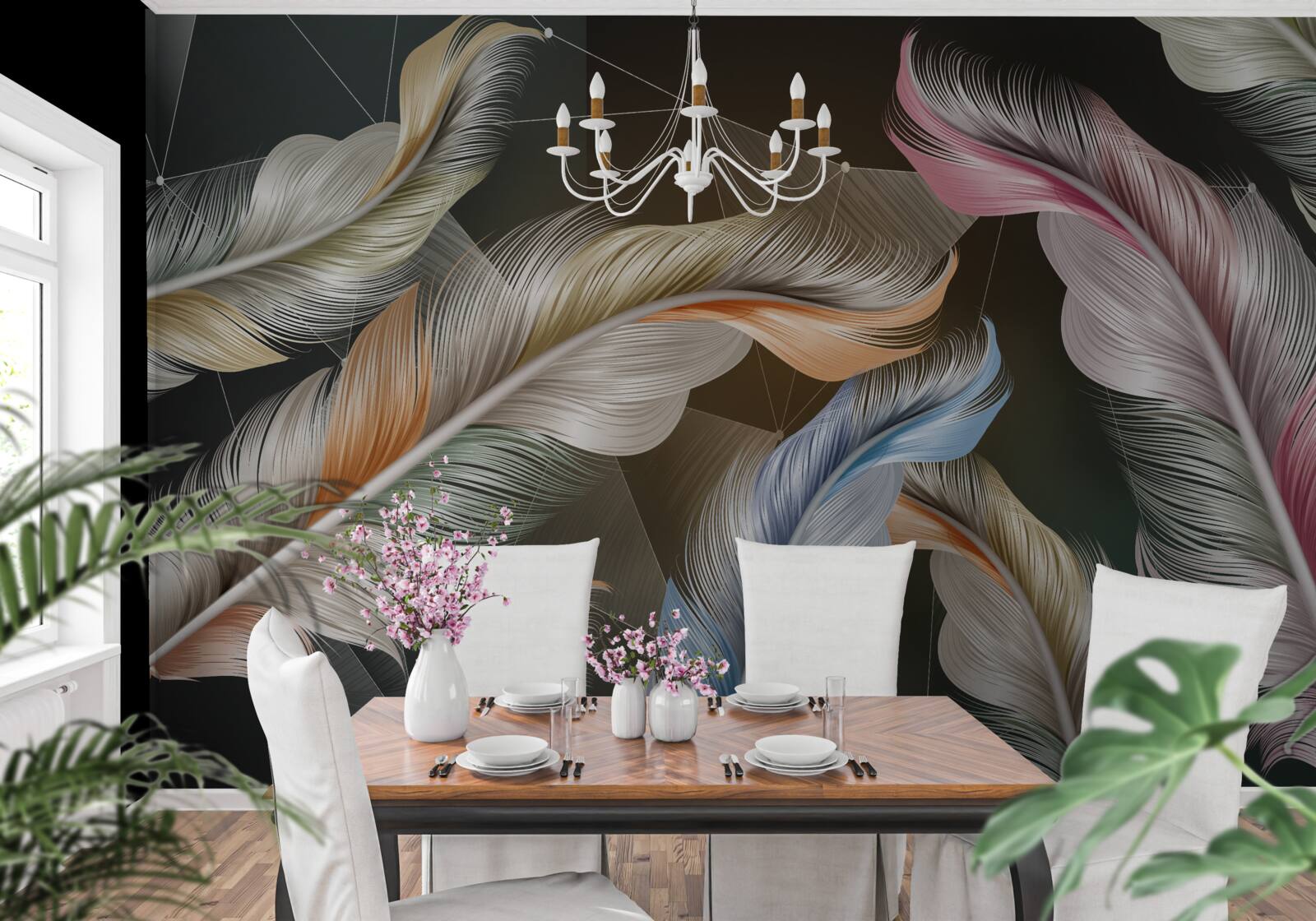 Fototapet o notă de culori strălucitoare pe cerul nopții