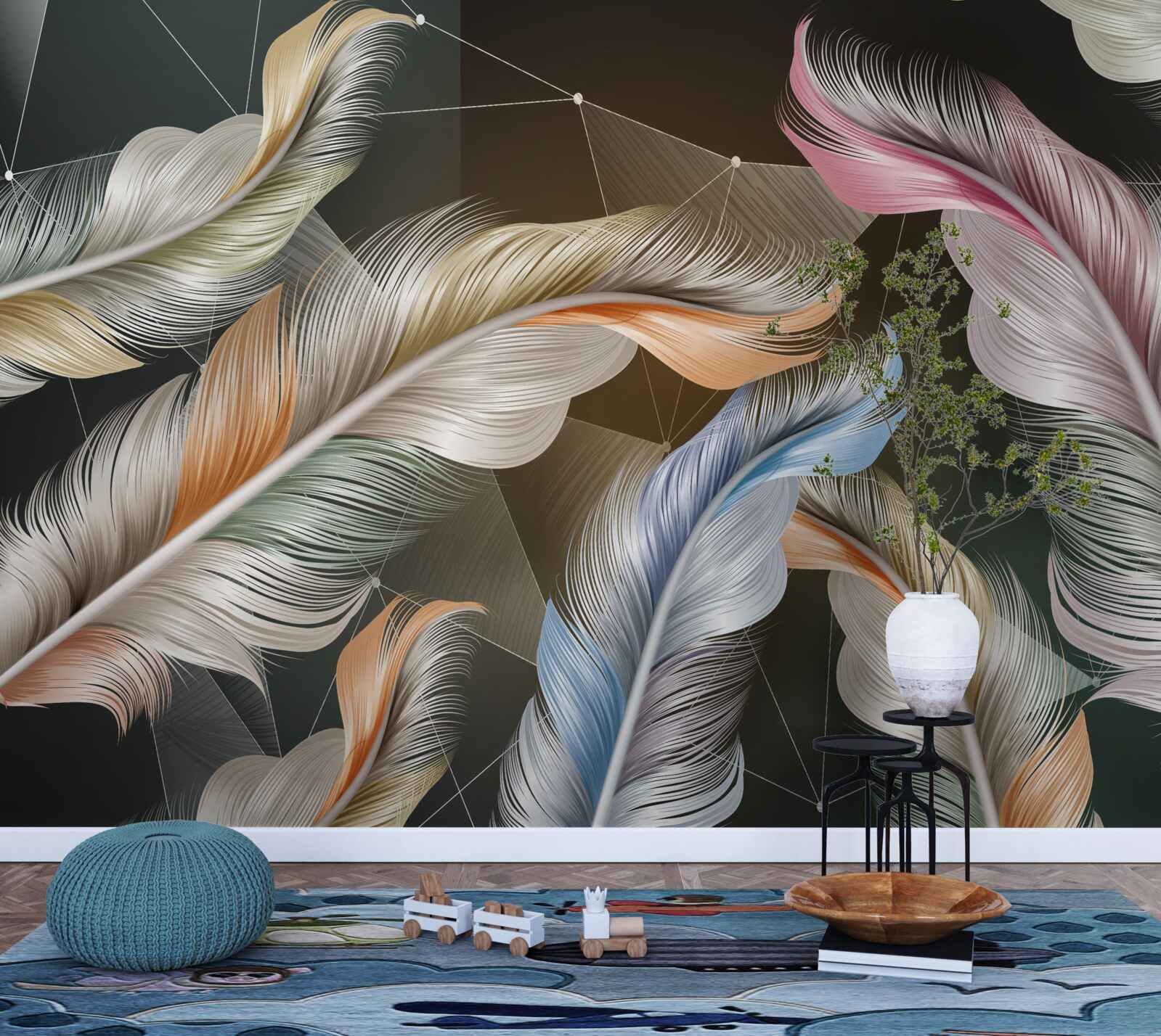 Fototapet o notă de culori strălucitoare pe cerul nopții