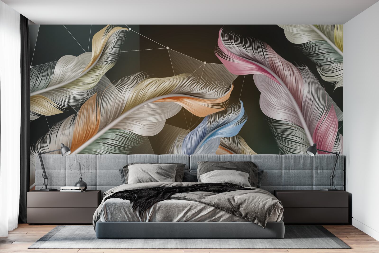 Fototapet o notă de culori strălucitoare pe cerul nopții