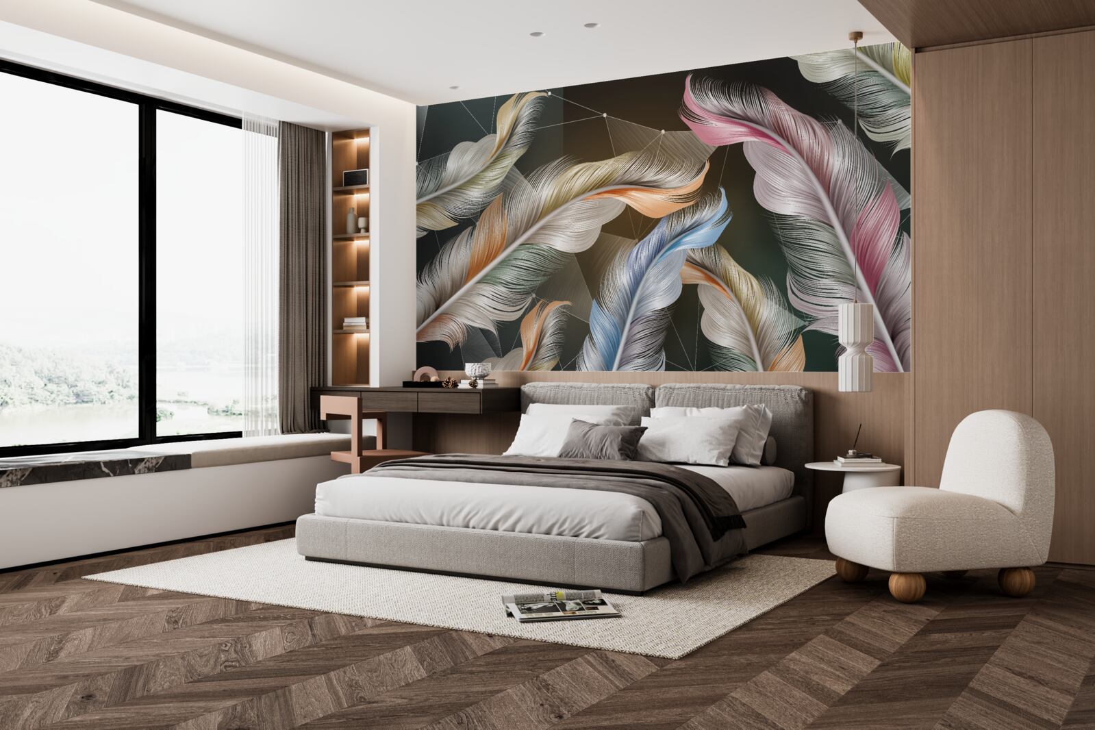 Fototapet o notă de culori strălucitoare pe cerul nopții