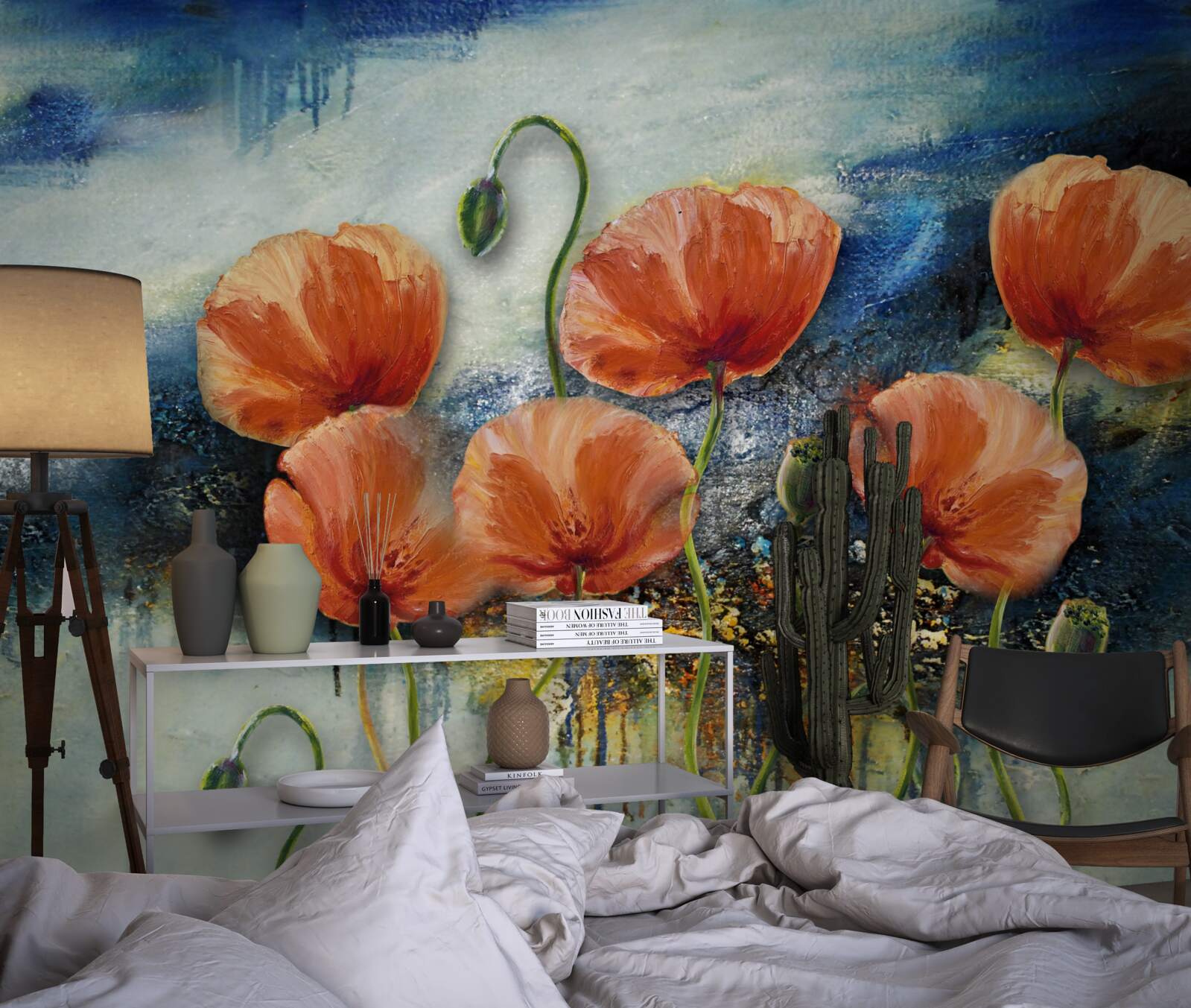 Fototapet o colecție de maci de vară grațioși și cărămiziu