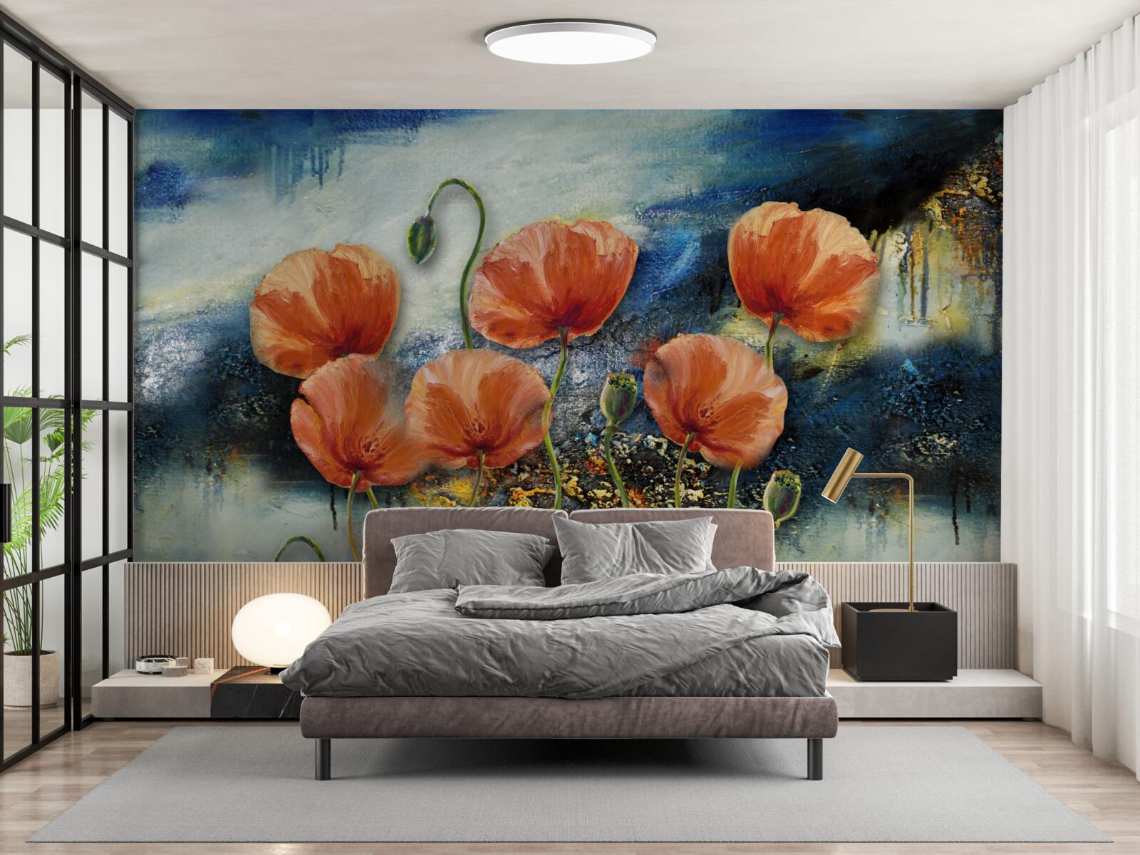 Fototapet o colecție de maci de vară grațioși și cărămiziu