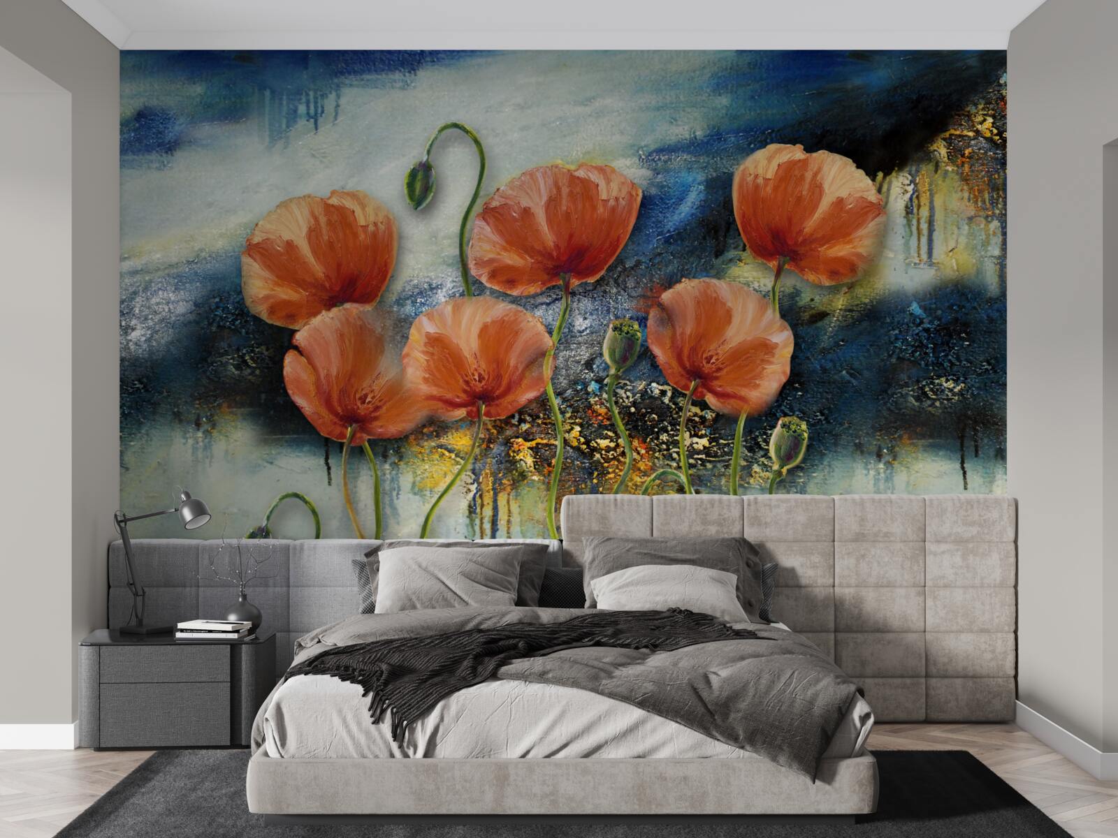 Fototapet o colecție de maci de vară grațioși și cărămiziu