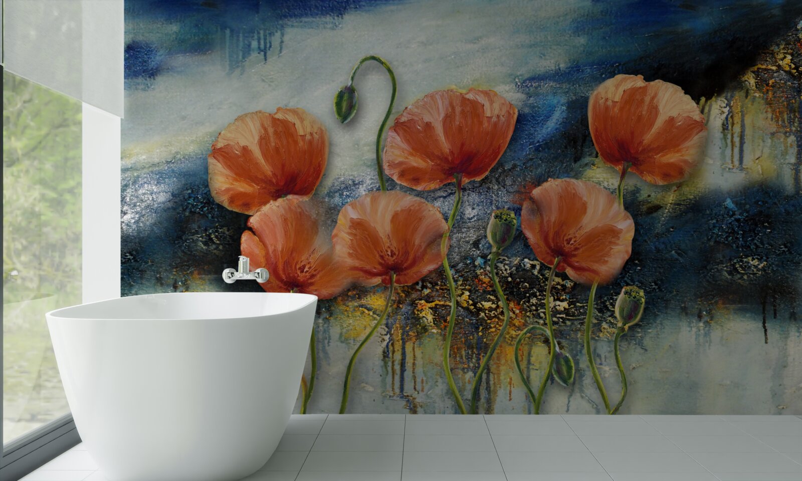 Fototapet o colecție de maci de vară grațioși și cărămiziu