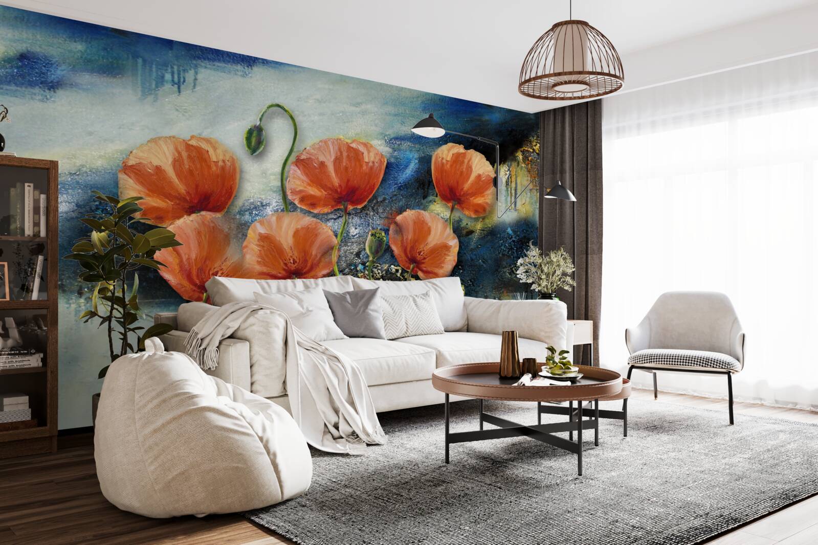 Fototapet o colecție de maci de vară grațioși și cărămiziu