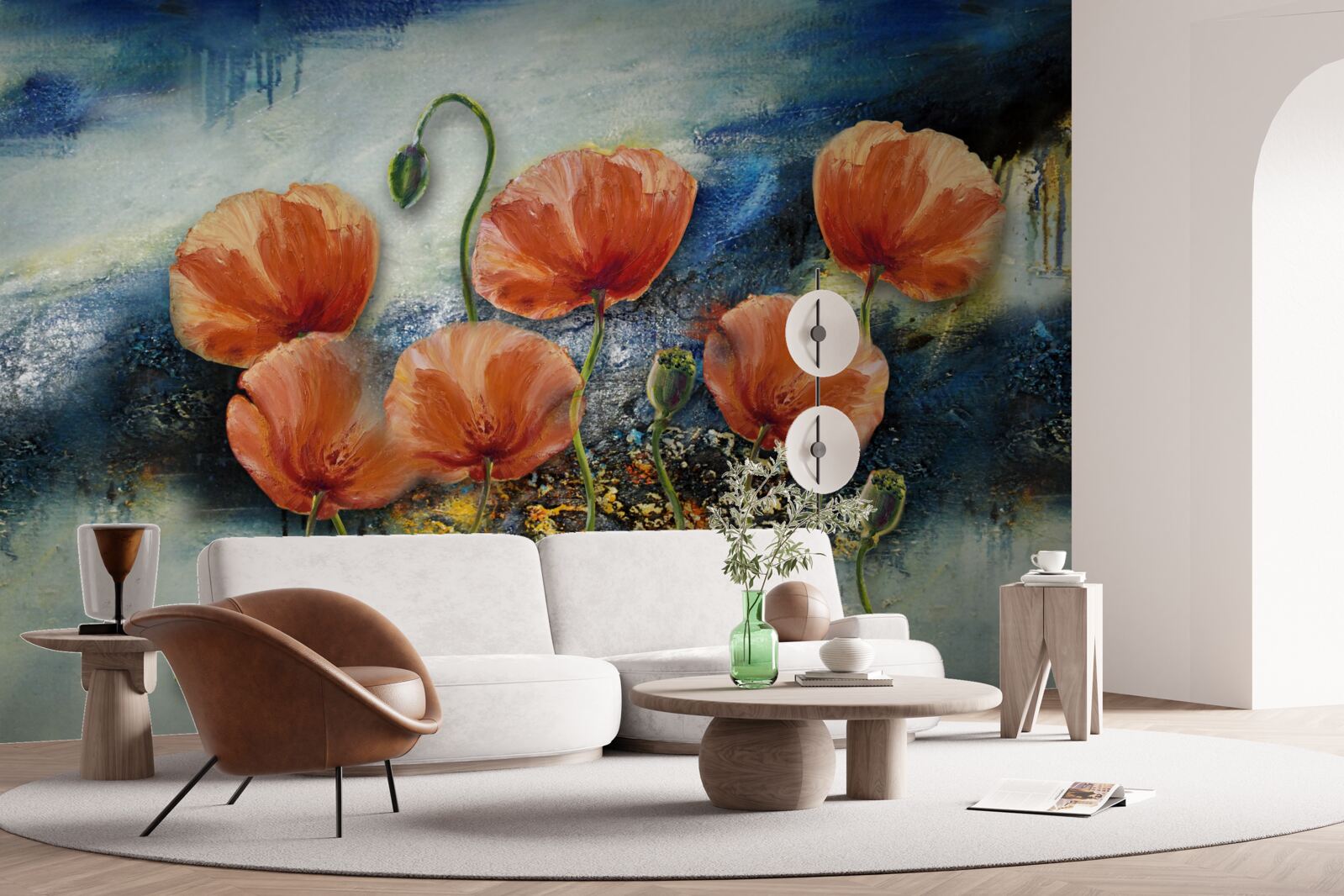 Fototapet o colecție de maci de vară grațioși și cărămiziu