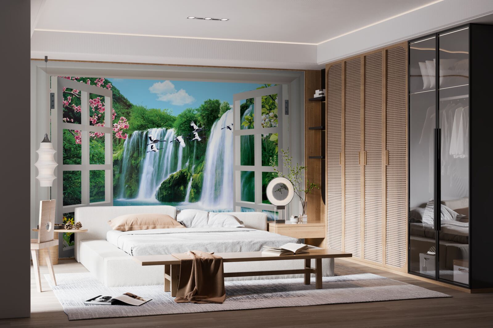 Fototapet vedere de la fereastră la cascadele zgomotoase