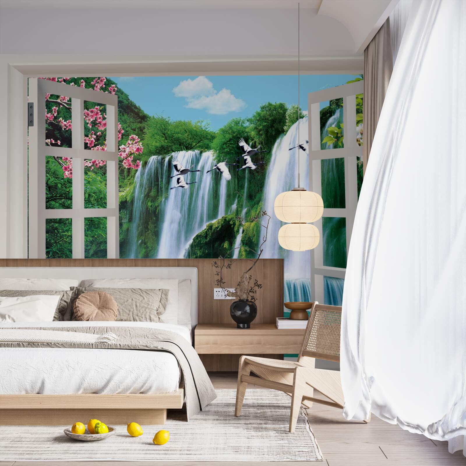 Fototapet vedere de la fereastră la cascadele zgomotoase