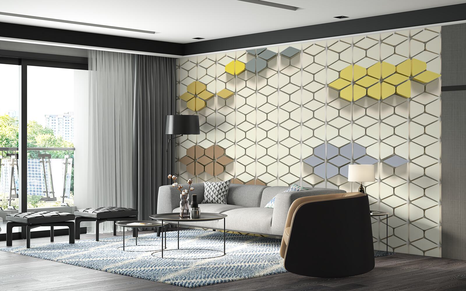 Fototapet carouri luminoase cu elemente multicolore