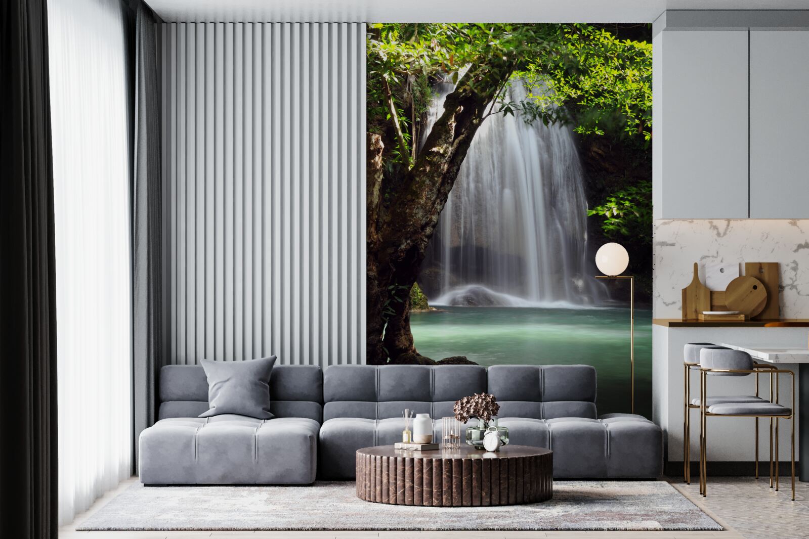 Fototapet erawan, o cascadă din zona forestieră a thailandei, este situată în kanchanaburi