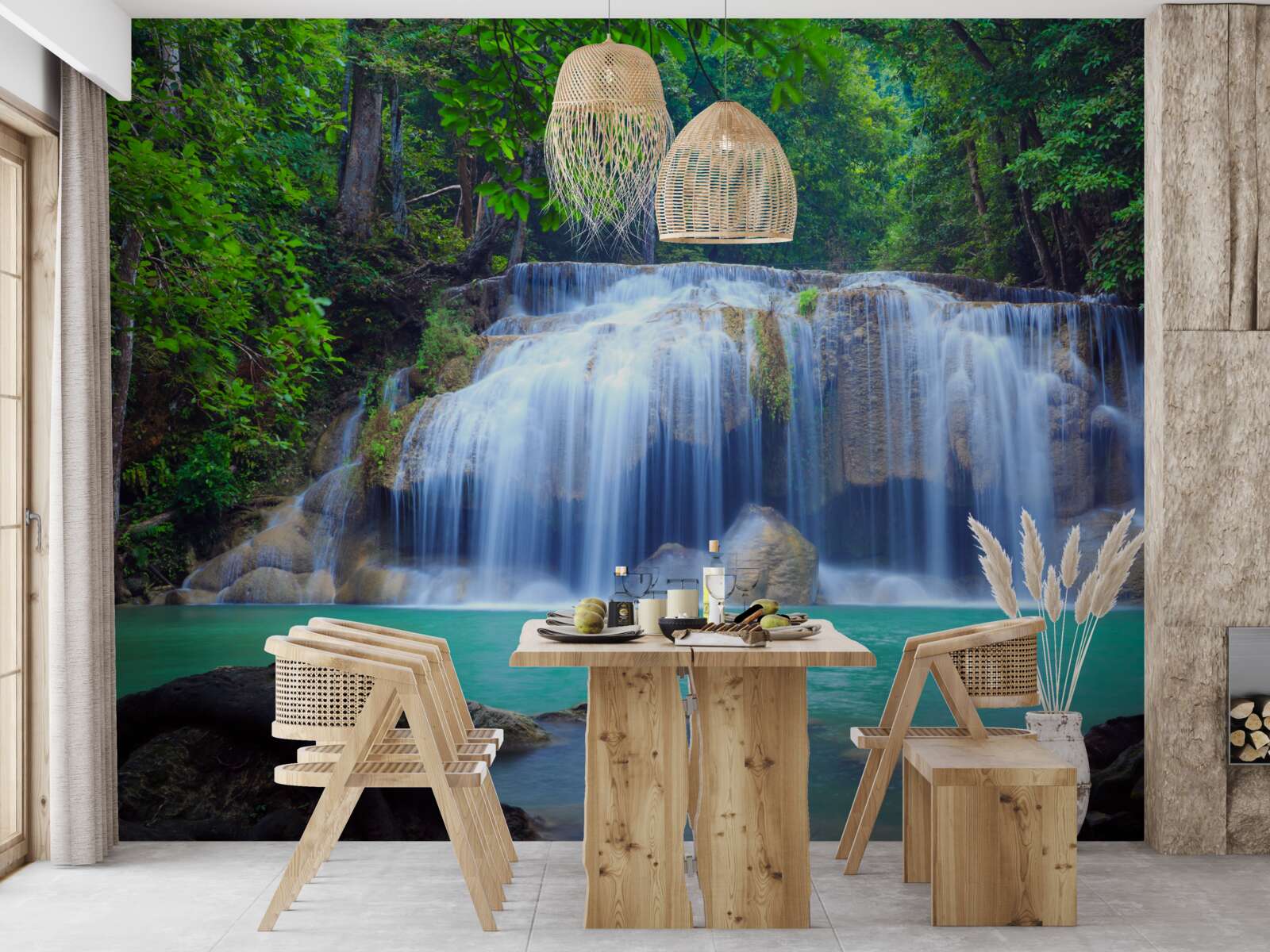 Fototapet cascada erawan din kanchanaburi, thailanda