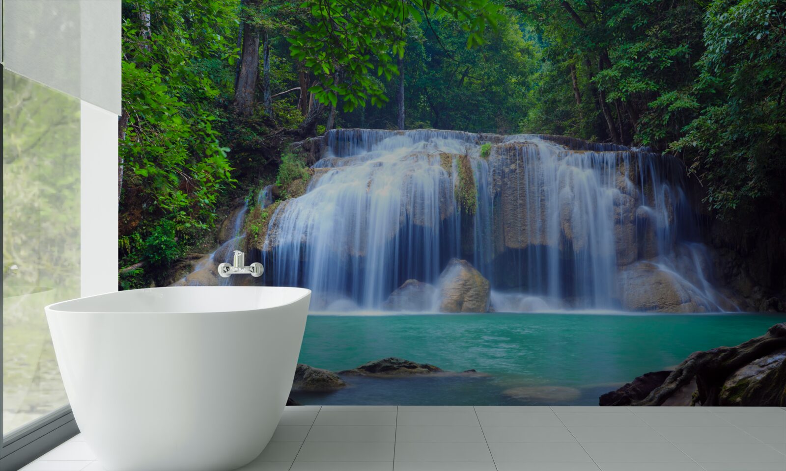 Fototapet cascada erawan din kanchanaburi, thailanda