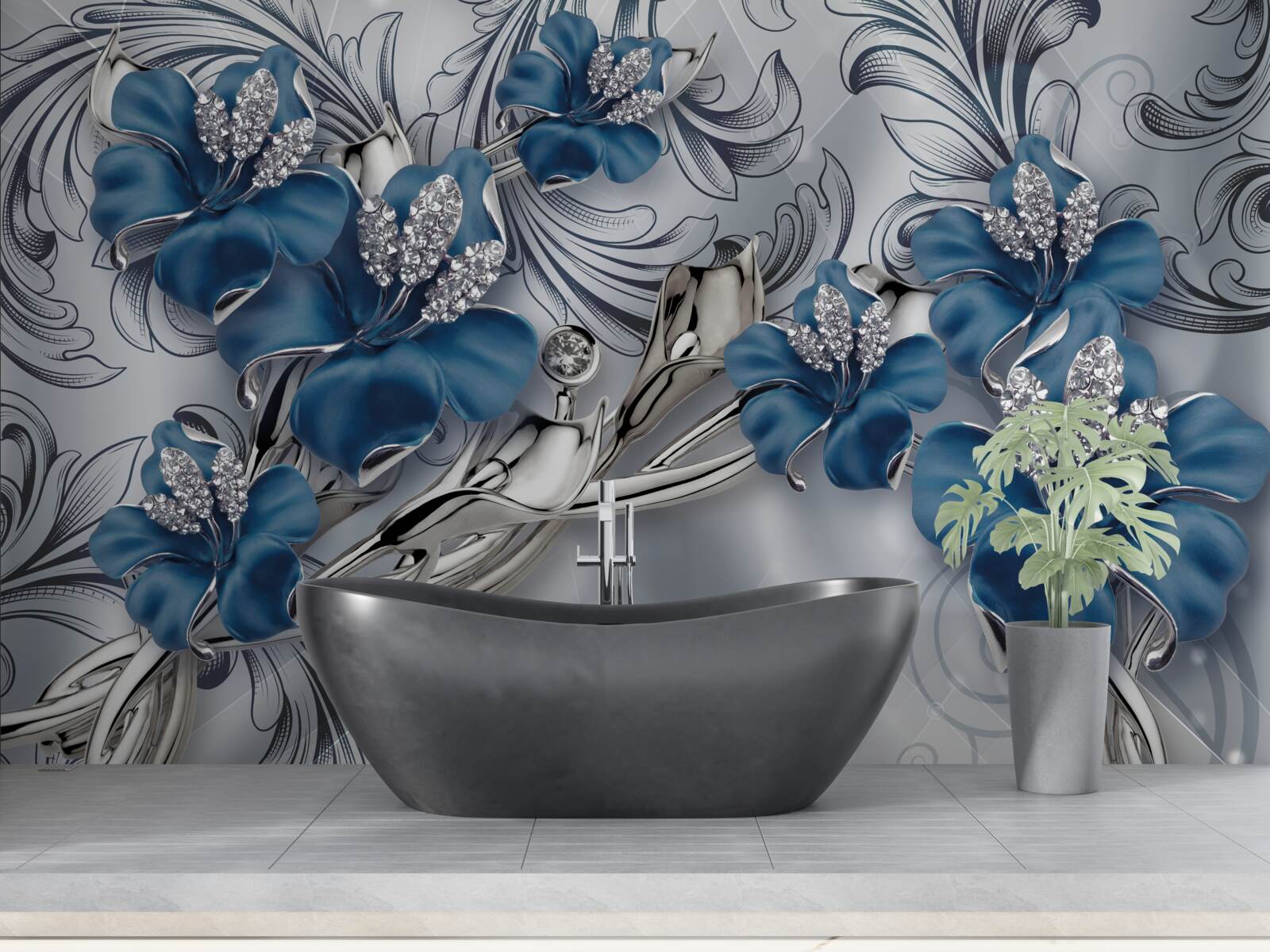 Fototapet doi muguri albaștri