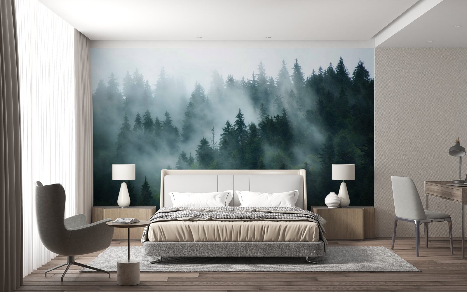 Fototapet ceața pândește în pini