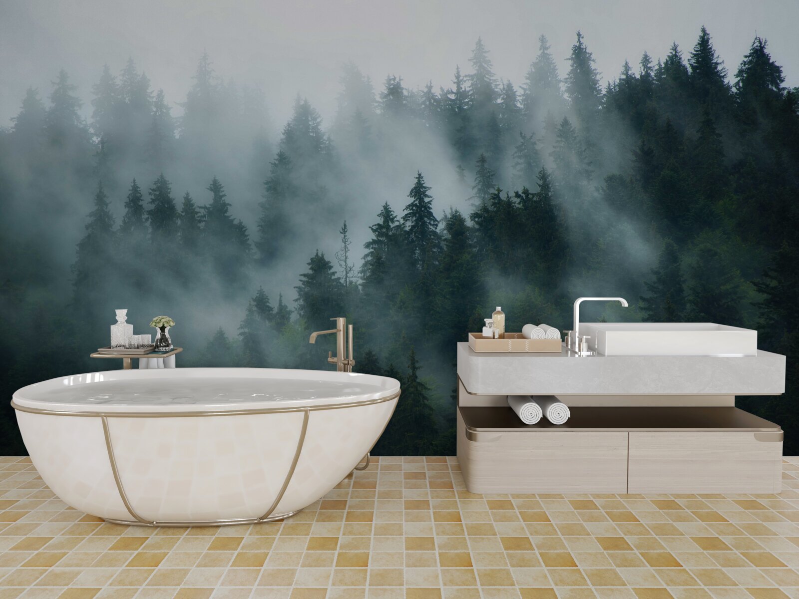 Fototapet ceața pândește în pini