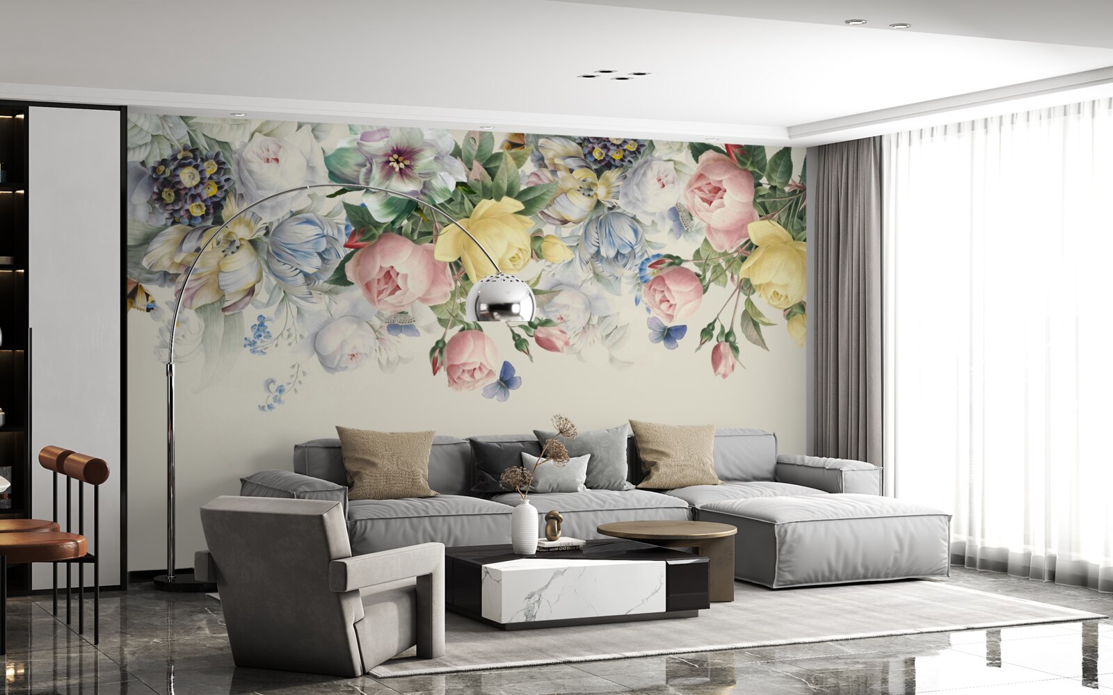 Fototapet set de flori roz