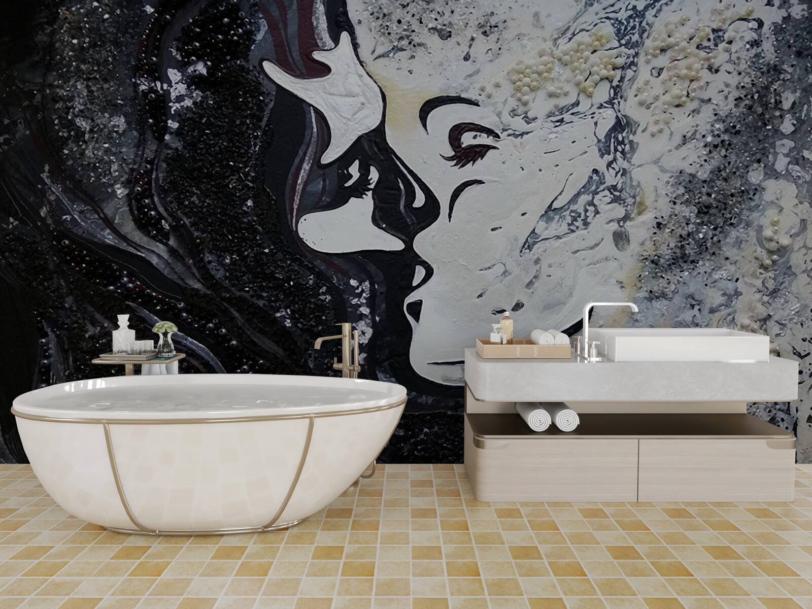 Fototapet un sărut de pasiune pe perete