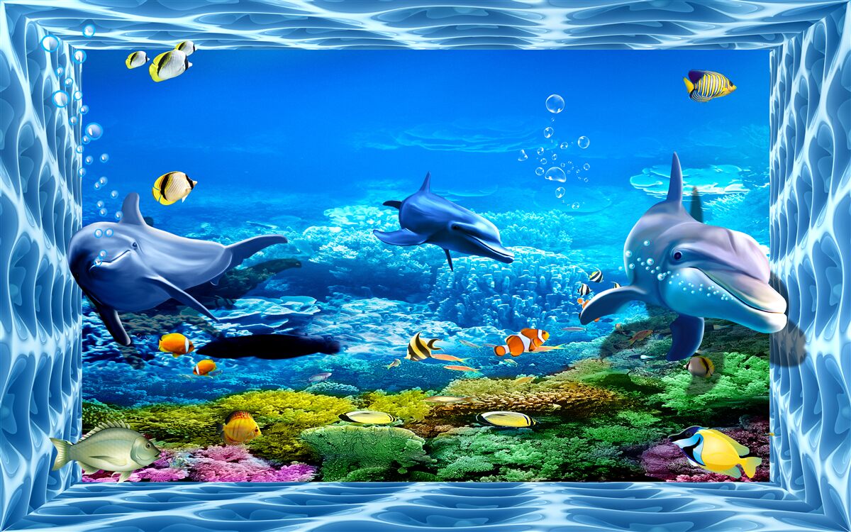 Fototapet delfini într-o grădină zoologică acvatică