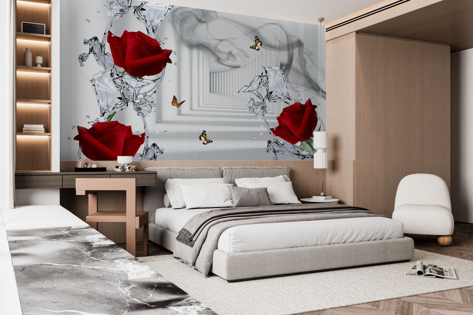 Fototapet tapet, roșu și alb