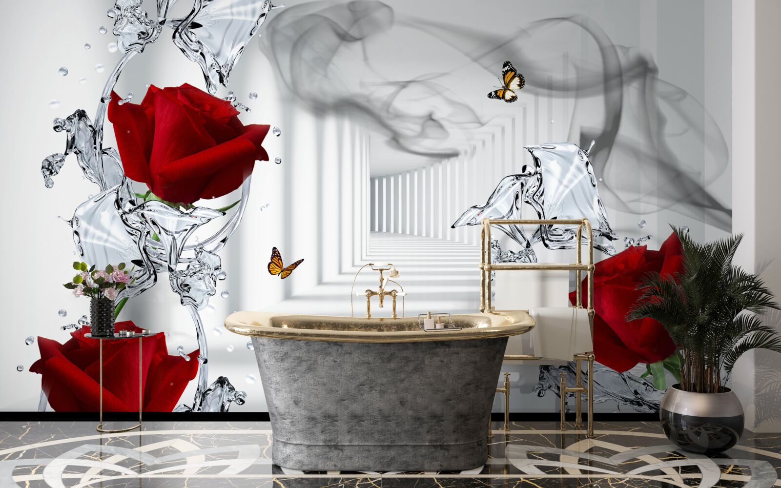 Fototapet tapet, roșu și alb