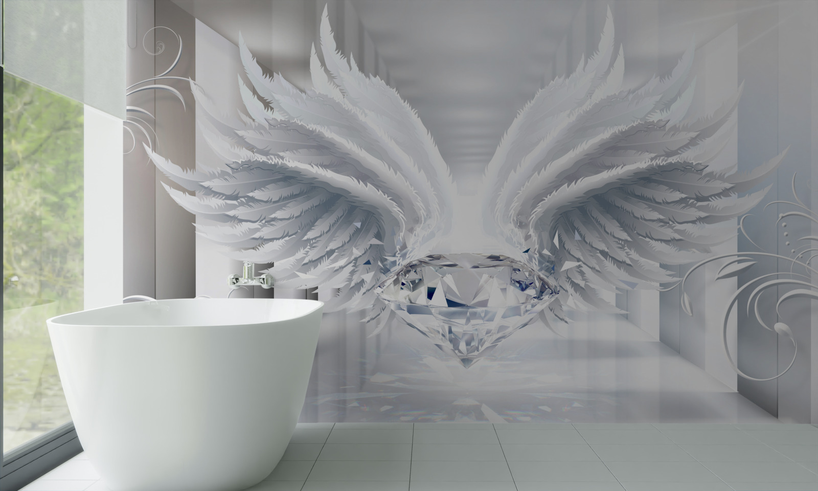 Fototapet Perete, pix și culoare albă