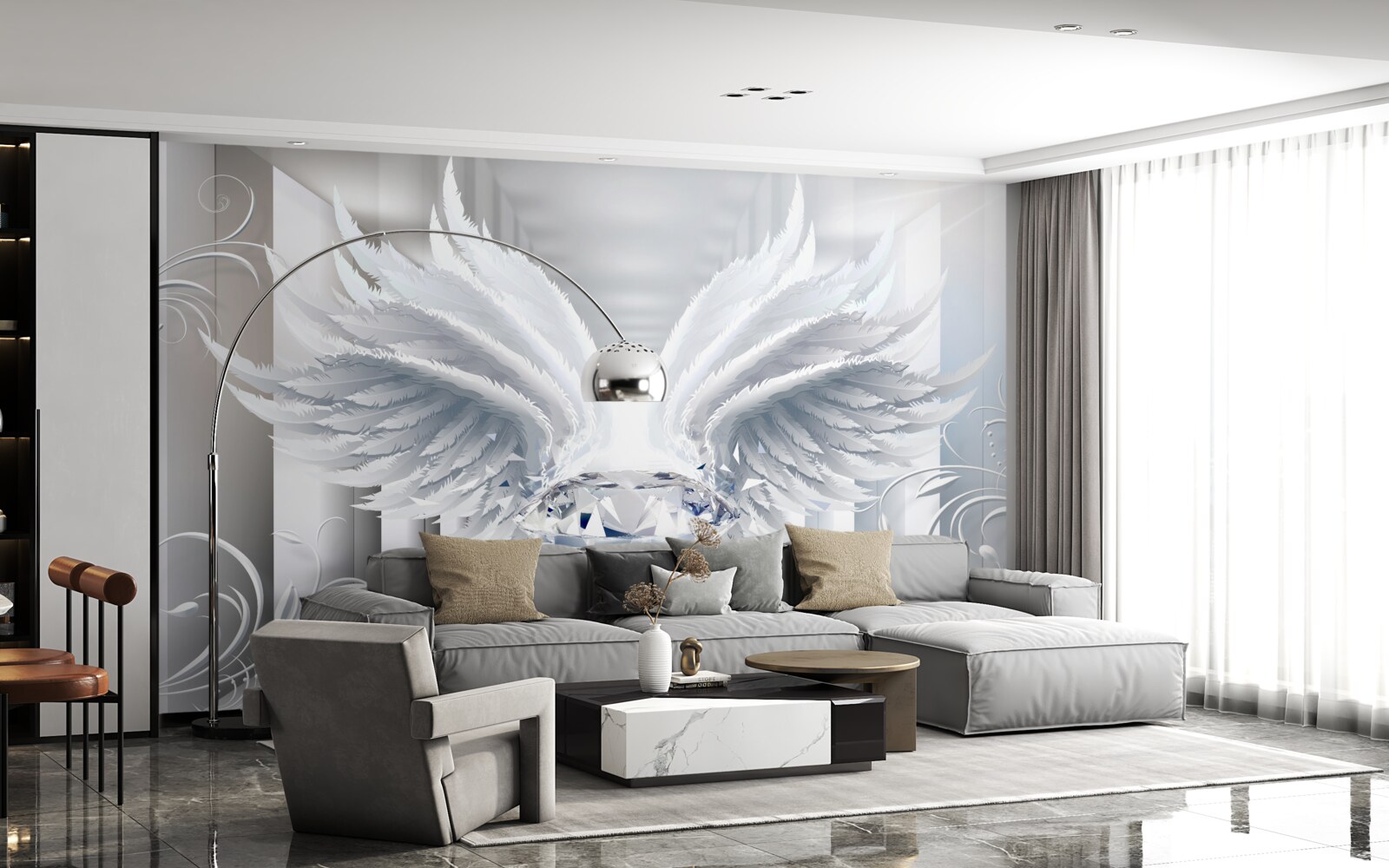 Fototapet Perete, pix și culoare albă