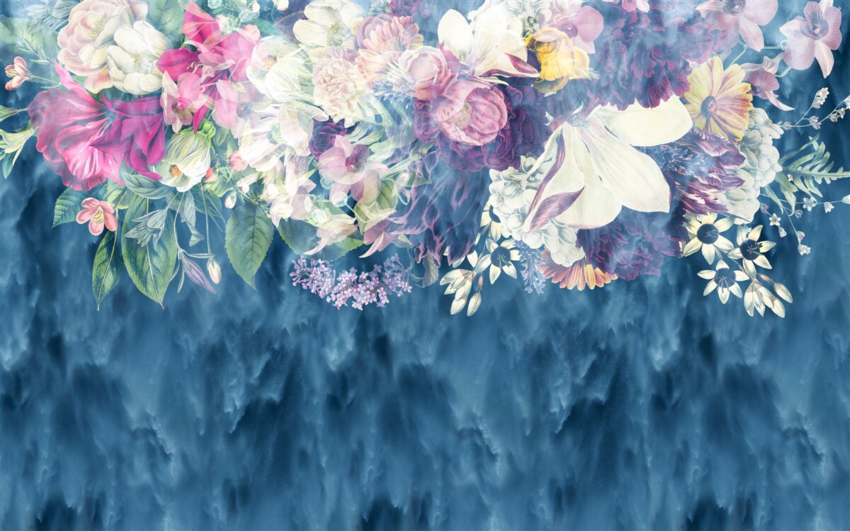 Fototapet Perete, canapea și nuanță albastră