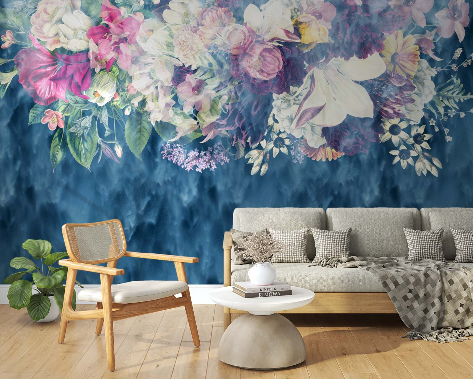 Fototapet Perete, canapea și nuanță albastră