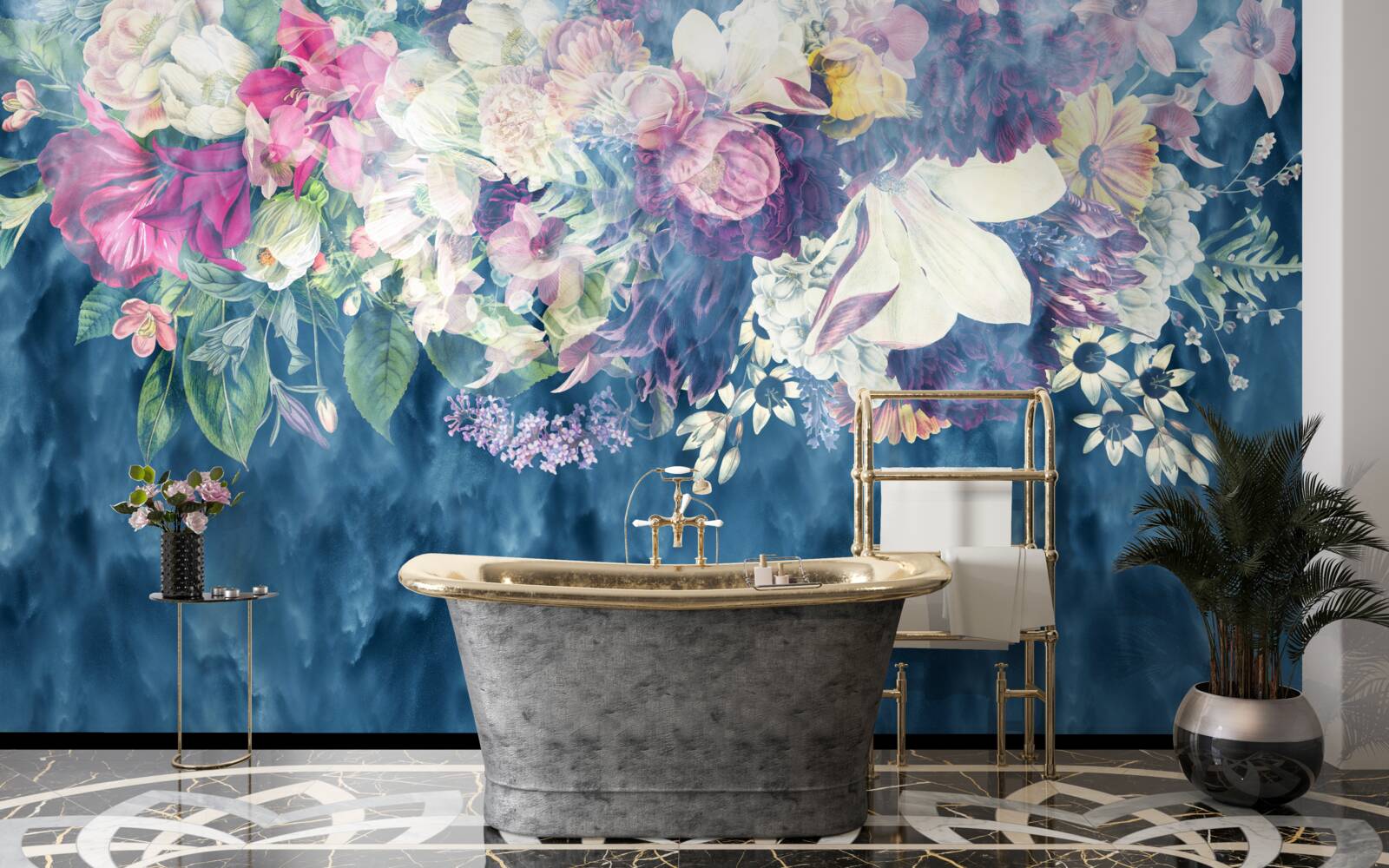 Fototapet Perete, canapea și nuanță albastră