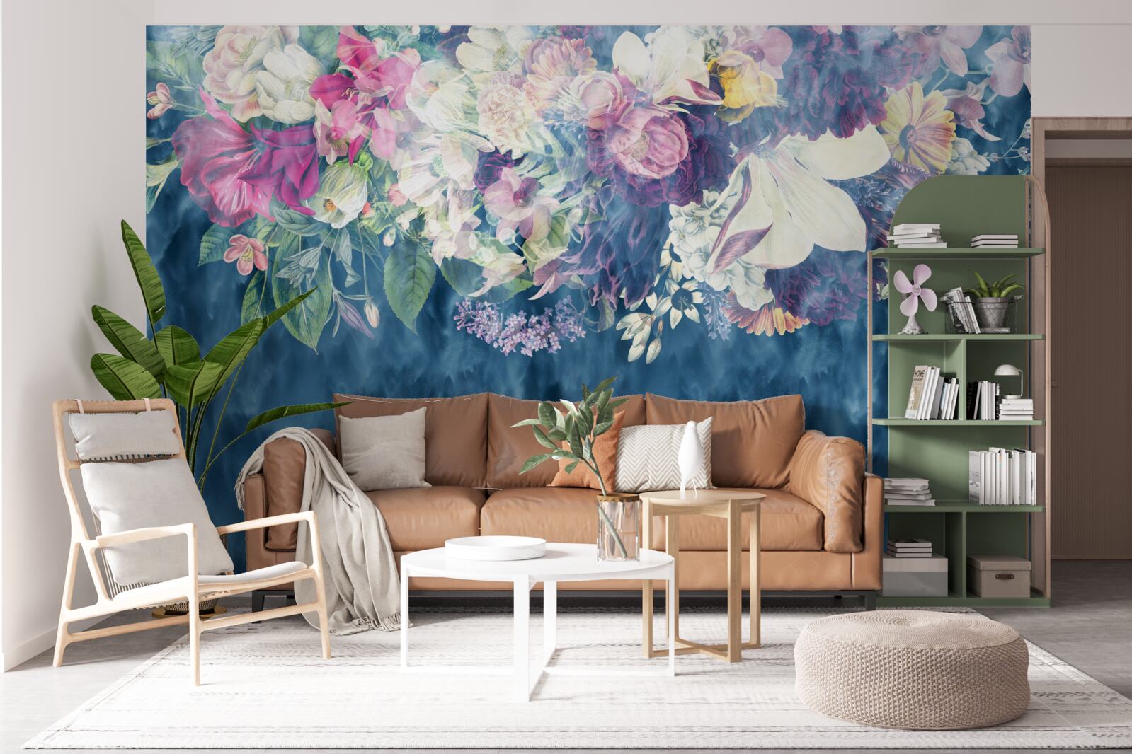 Fototapet Perete, canapea și nuanță albastră