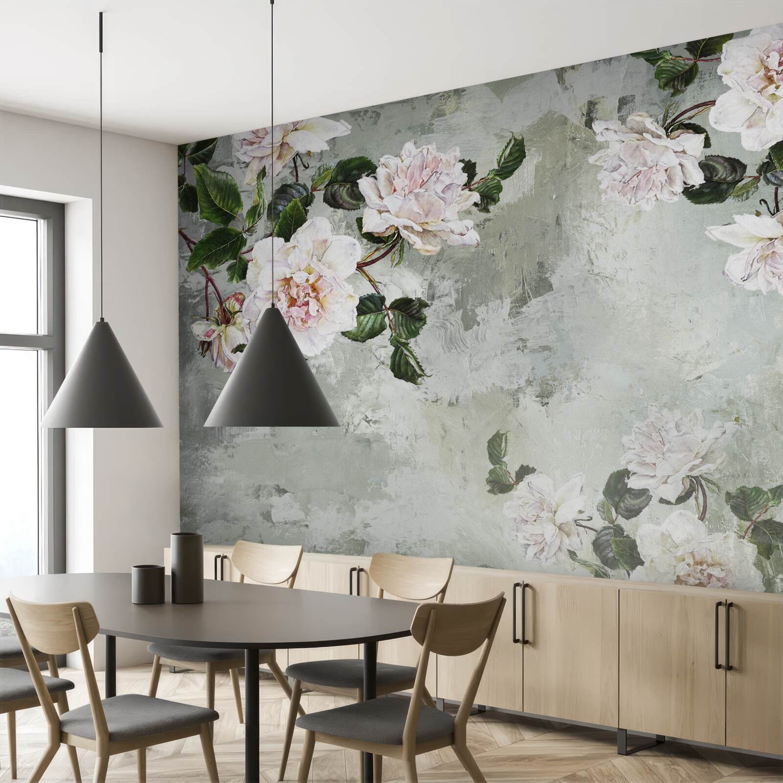 Fototapet floare lângă perete