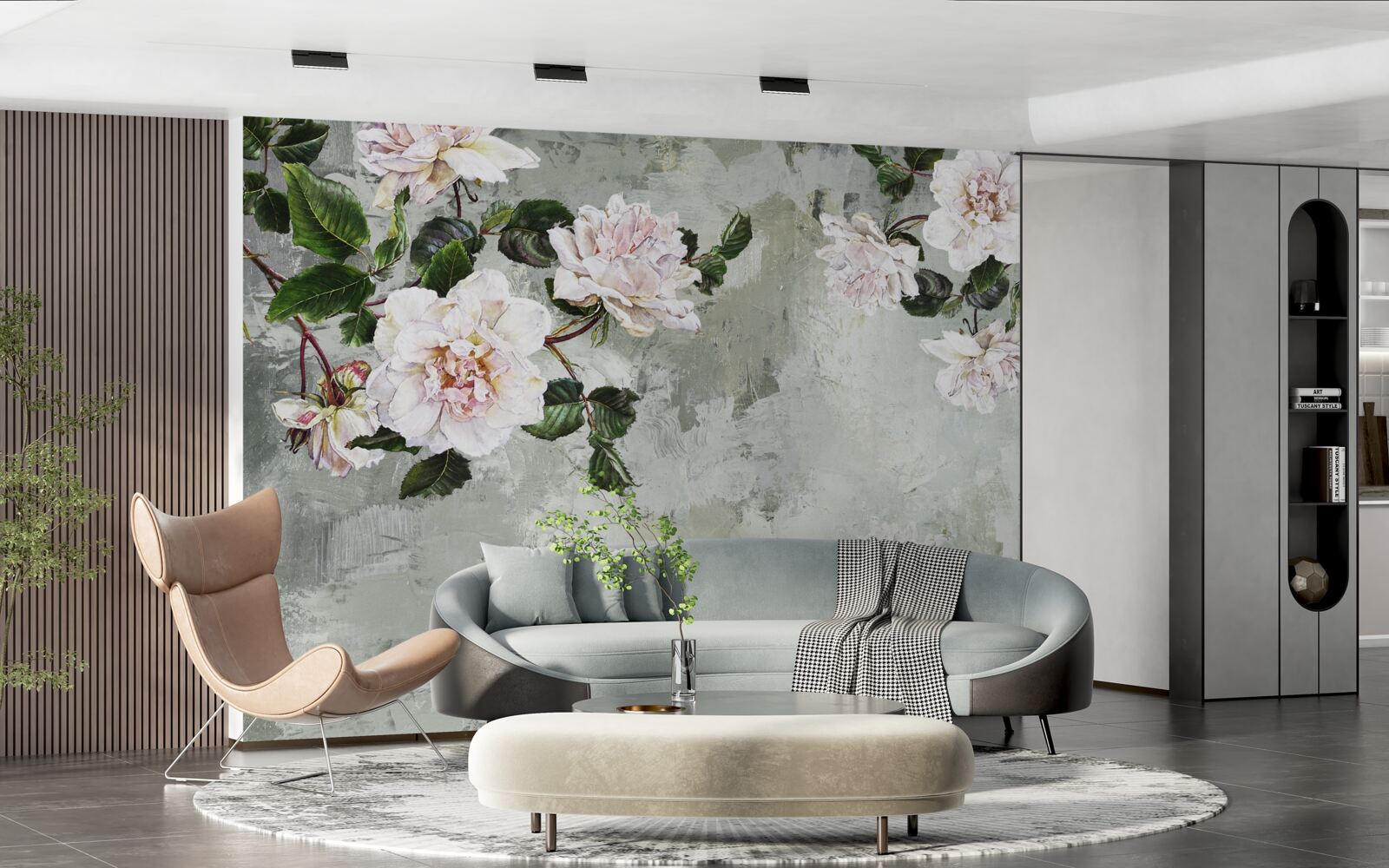 Fototapet floare lângă perete