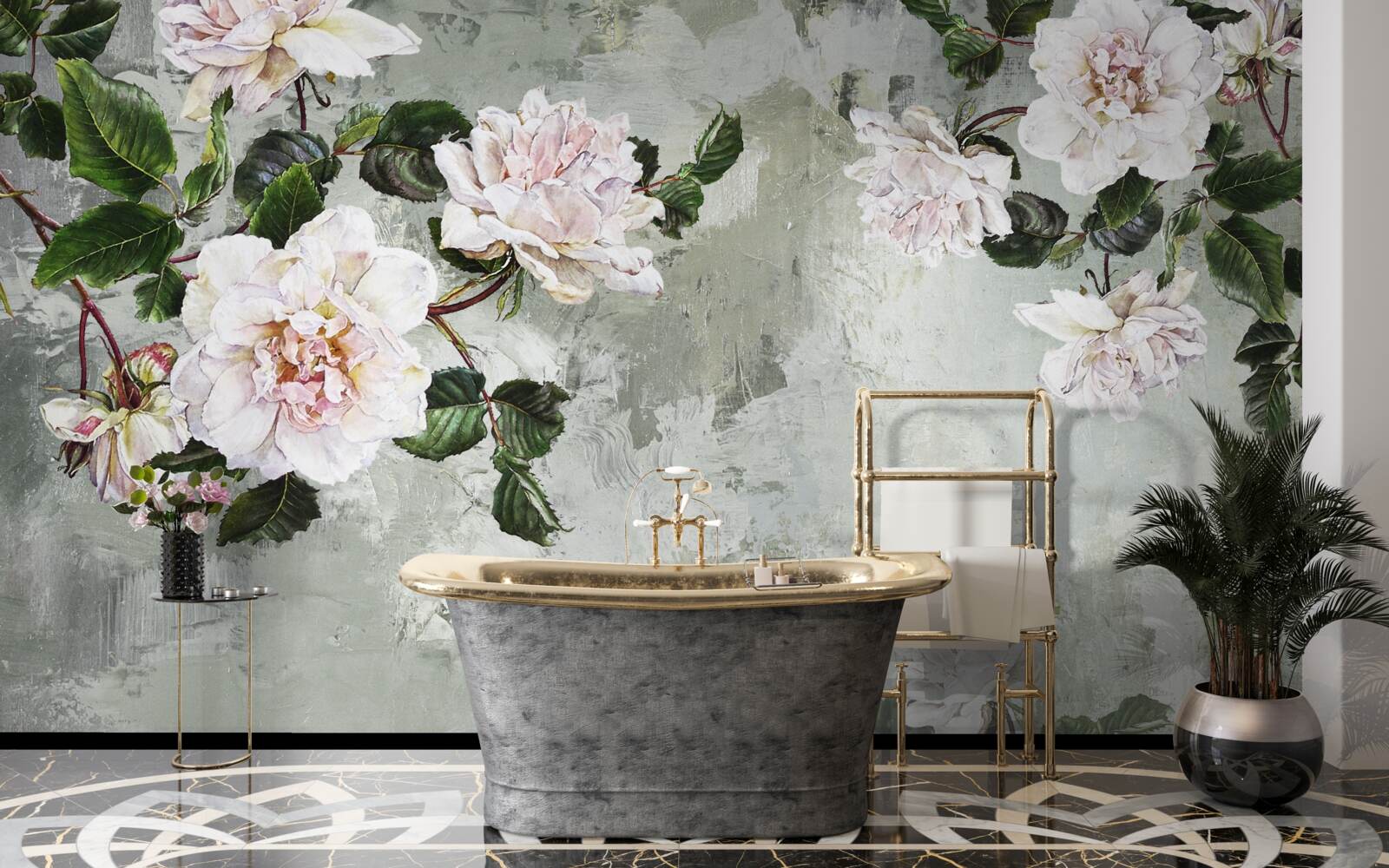 Fototapet floare lângă perete