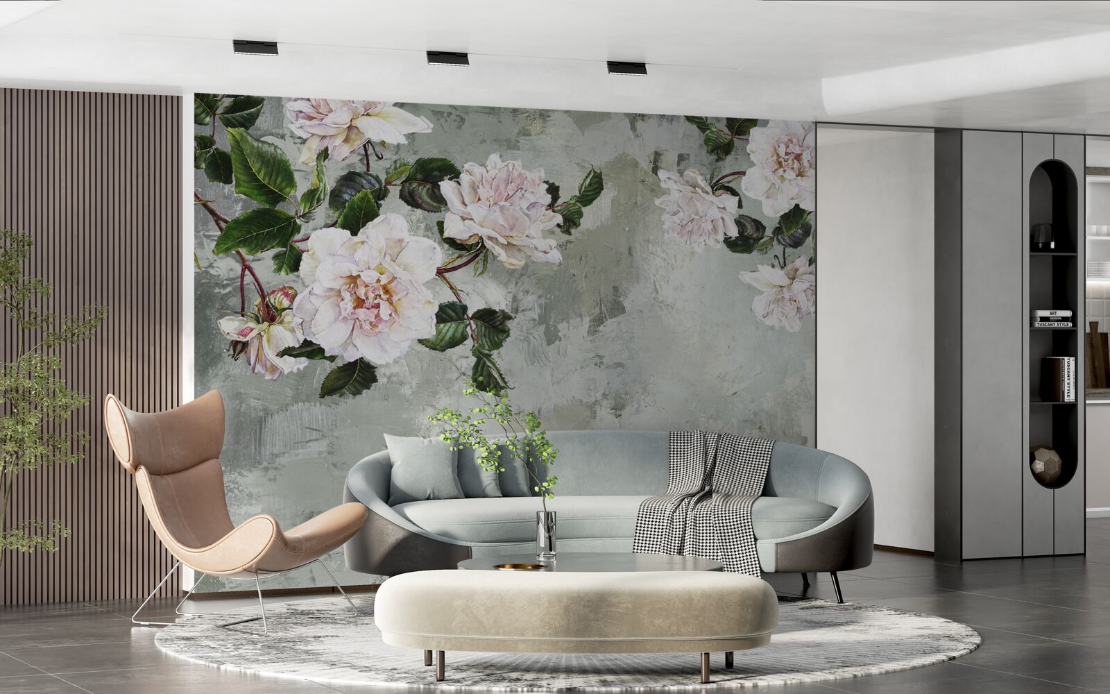 Fototapet floare lângă perete