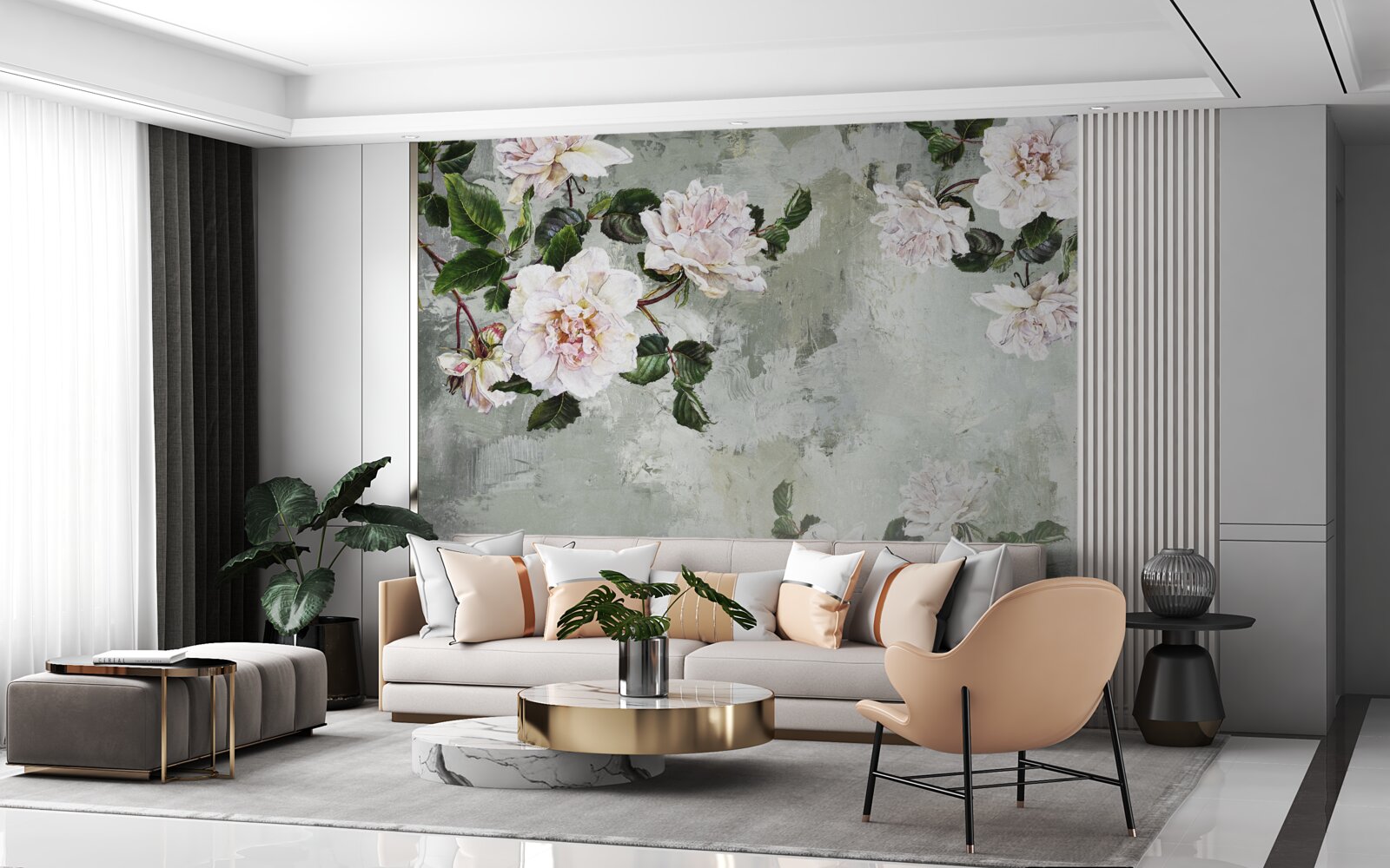 Fototapet floare lângă perete