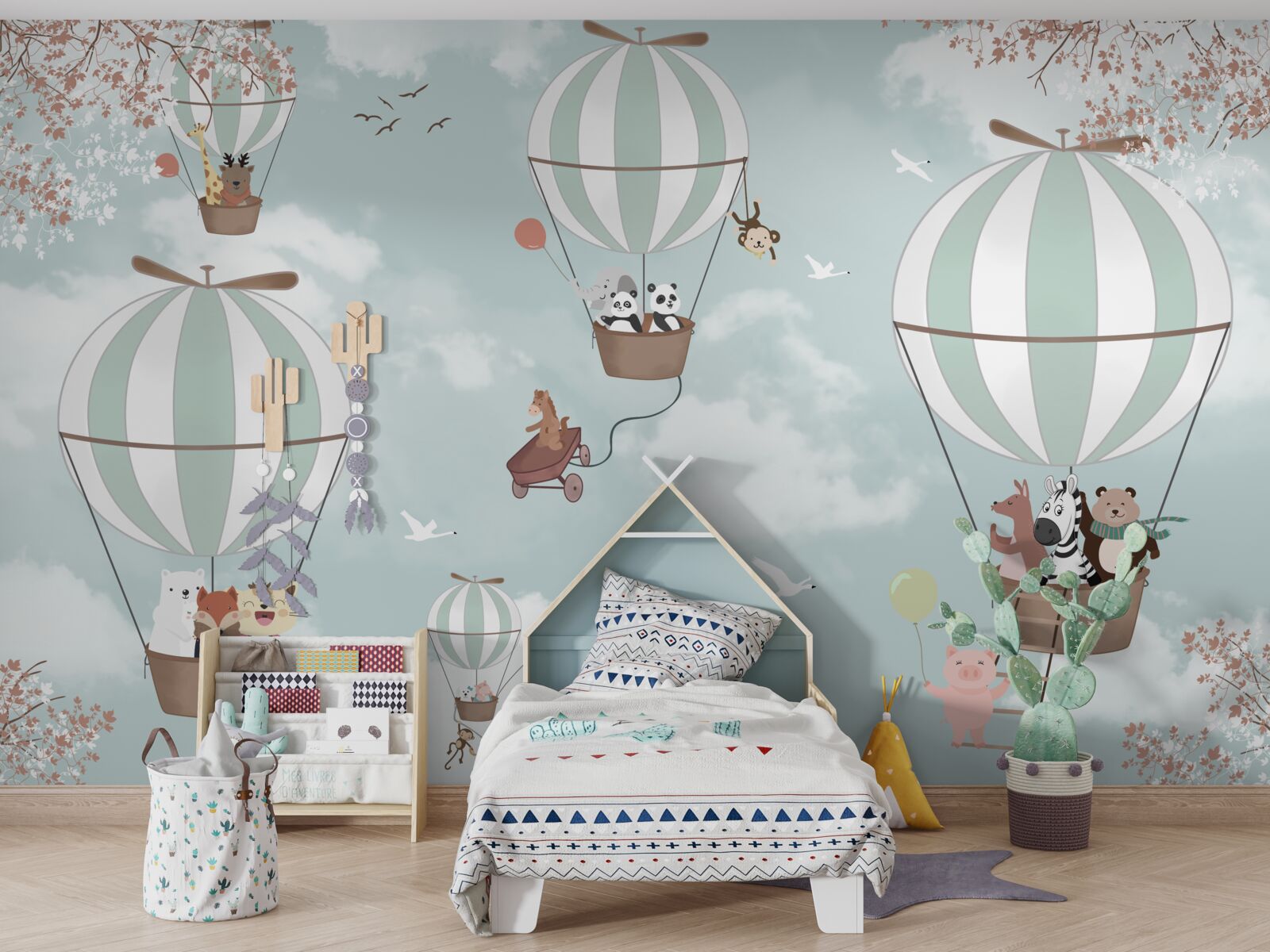 Fototapet produs, ilustrație și balon