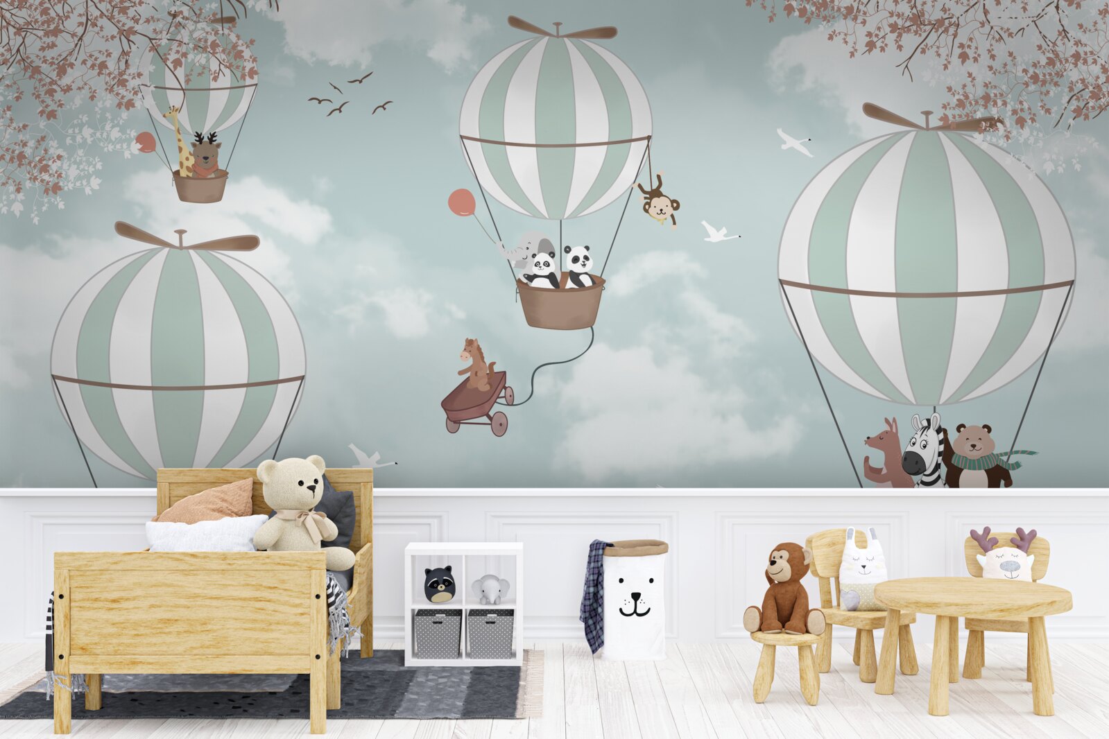 Fototapet produs, ilustrație și balon