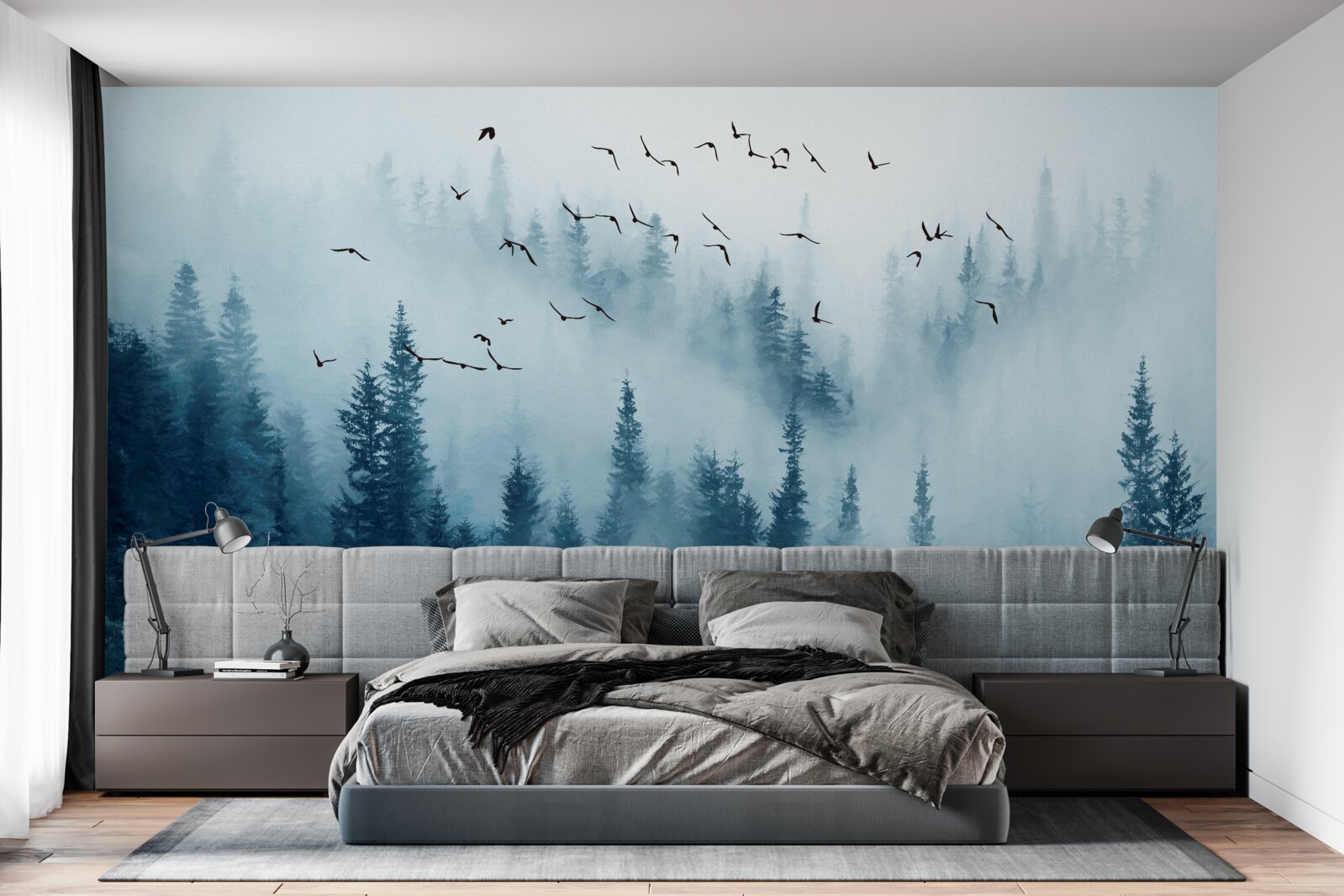 Fototapet mglisty las