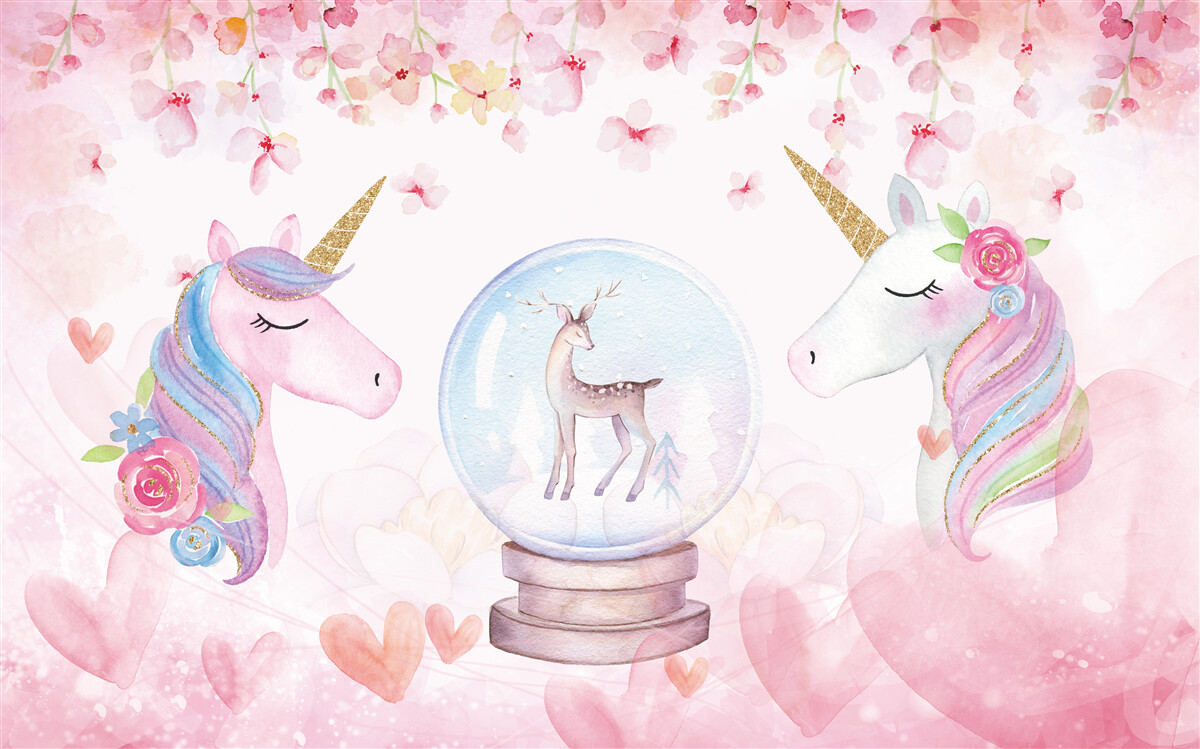 Fototapet în camera copiilor sunt unicorni