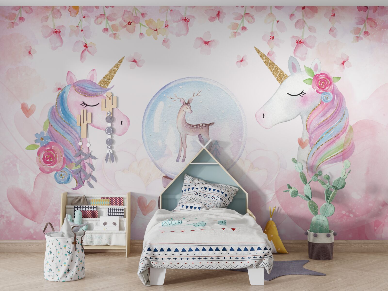 Fototapet în camera copiilor sunt unicorni