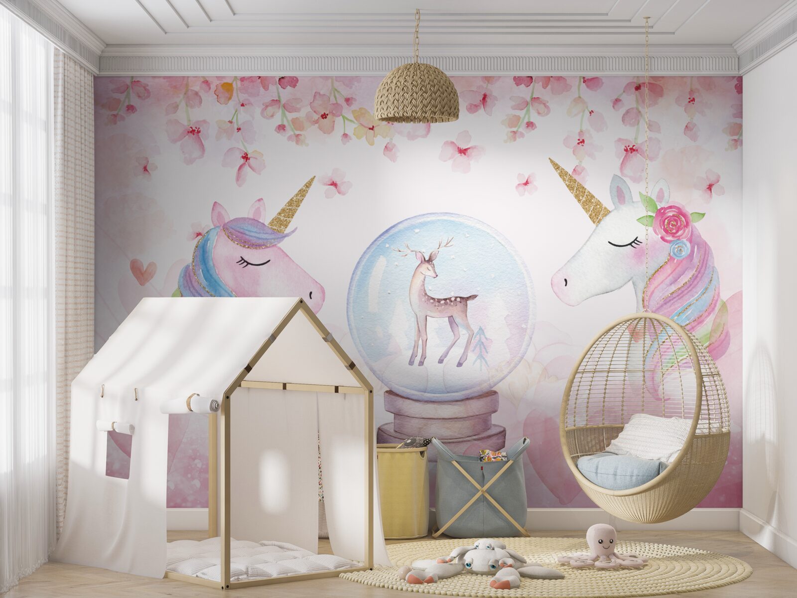 Fototapet în camera copiilor sunt unicorni