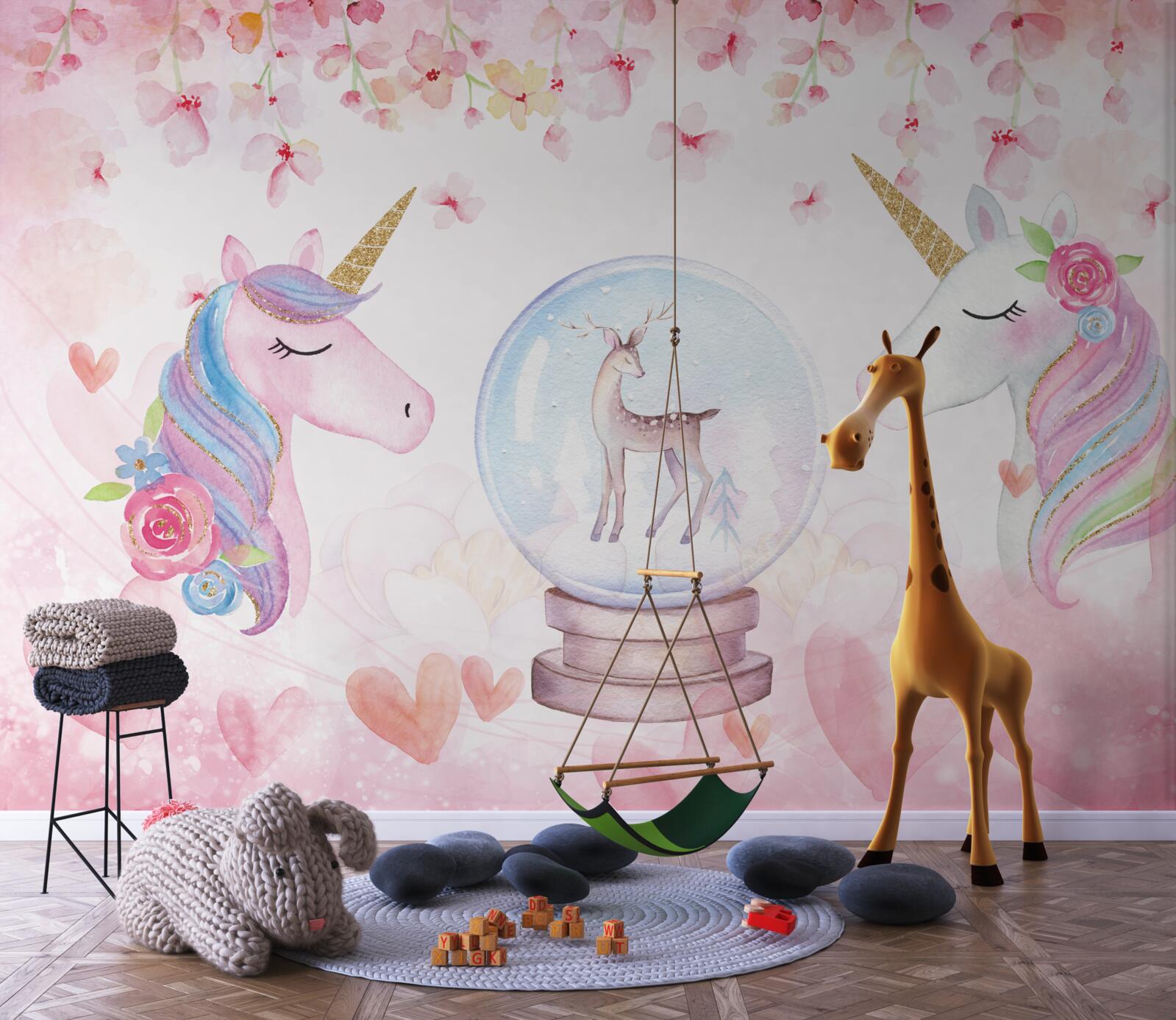 Fototapet în camera copiilor sunt unicorni