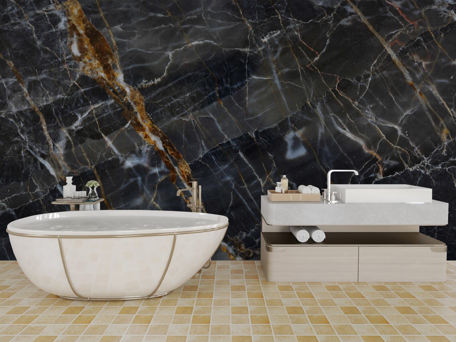 Fototapet marmură vopsită în negru și auriu