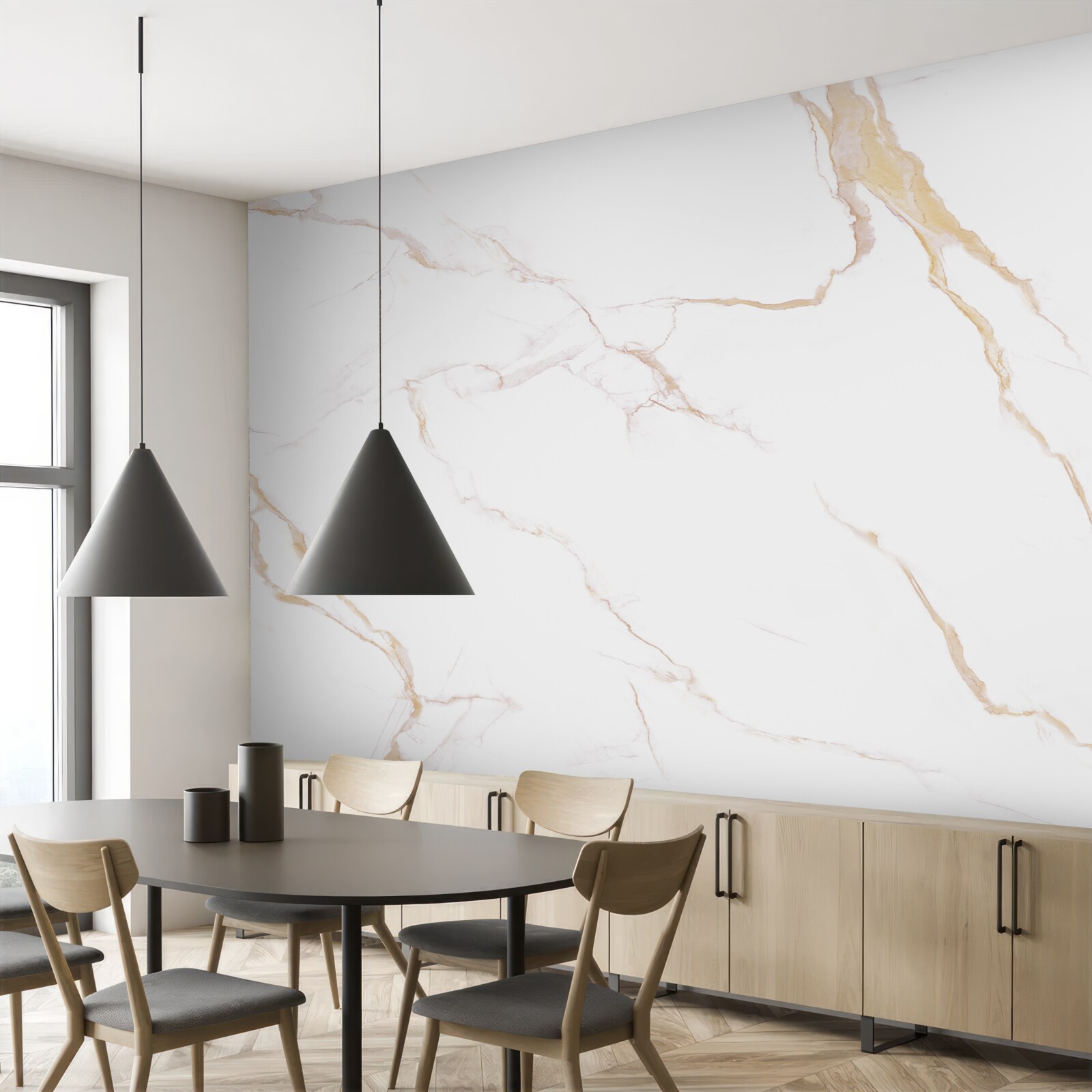 Fototapet cu marmură în nuanțe de alb și bej