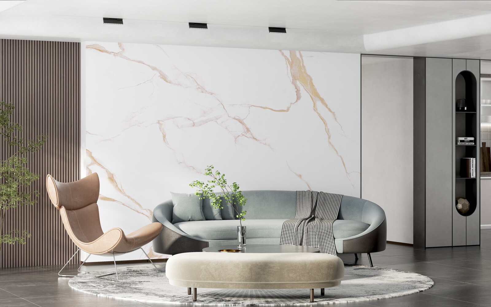 Fototapet cu marmură în nuanțe de alb și bej