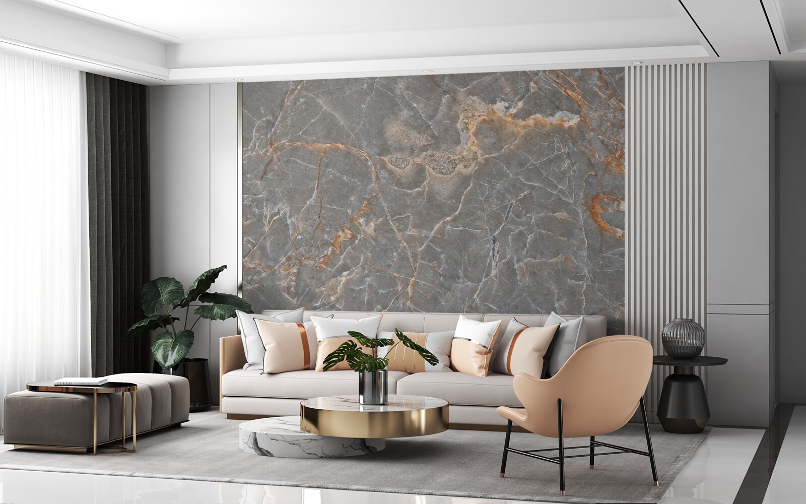 Fototapet marmură de aur și argint