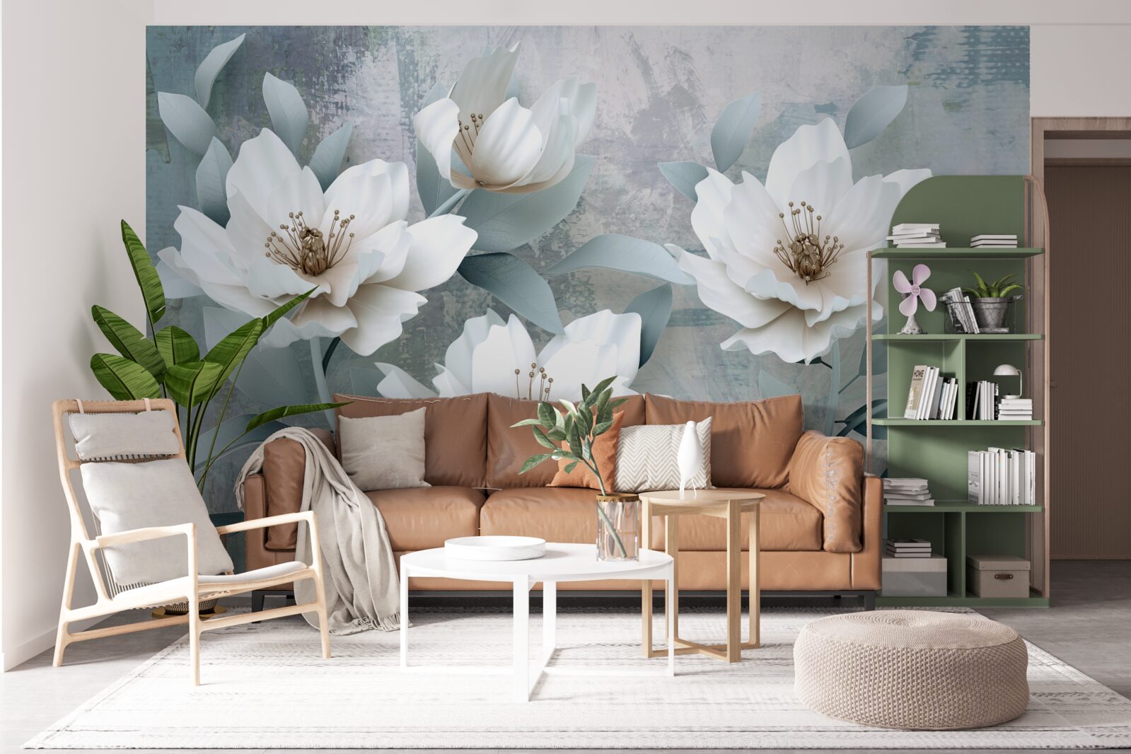 Fototapet Bujori albi ca zăpada