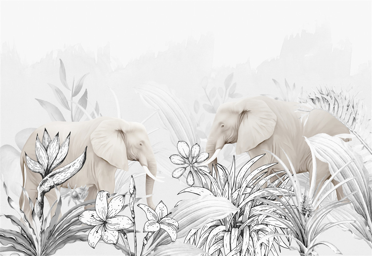 Fototapet elefanți viu colorați