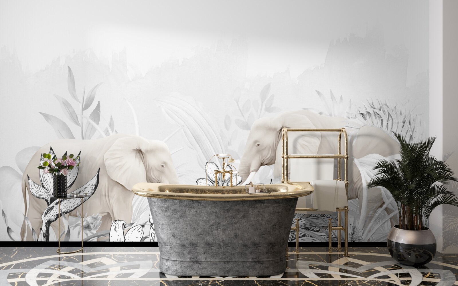 Fototapet elefanți viu colorați